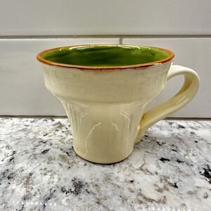Vietri Cucina Fresca Mug Sage & Cream Glazed Terracotta Coffee - Made In Italy